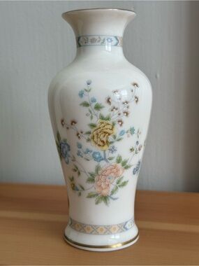 Vintage Gorham Floral Porcelain Vase 24K Gold Hand Decorated